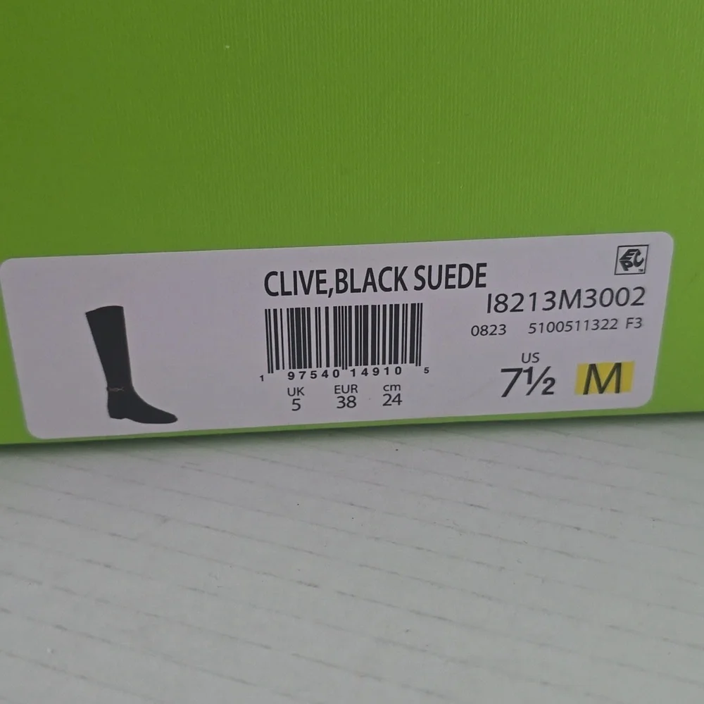 Sam Edelman Clive Black Suede Tall Boots Sz 7.5
